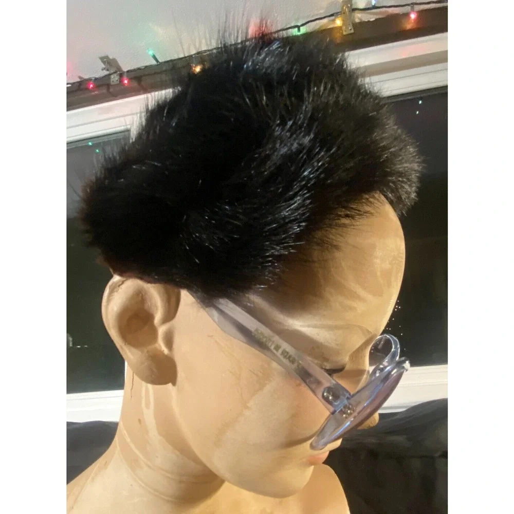Vintage 1960s Ladies Black Mink Fur Flapper Headband USA Made